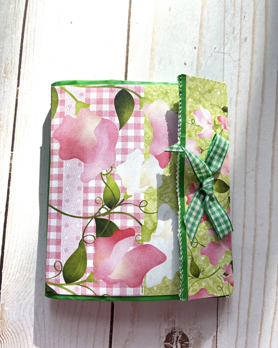 Pink & Green Paper Bag Mini Journal ( 4.5 x 4 inch)